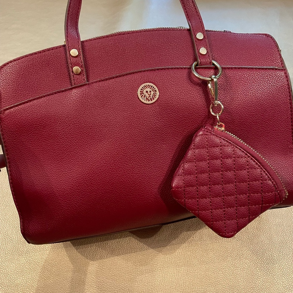 Darker red anne klein leather purse